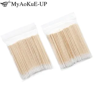 Imported 100pcs Disposable Cotton buds eyelash extension micro brush Ear cleaning Sticks Cosmetic applicator 