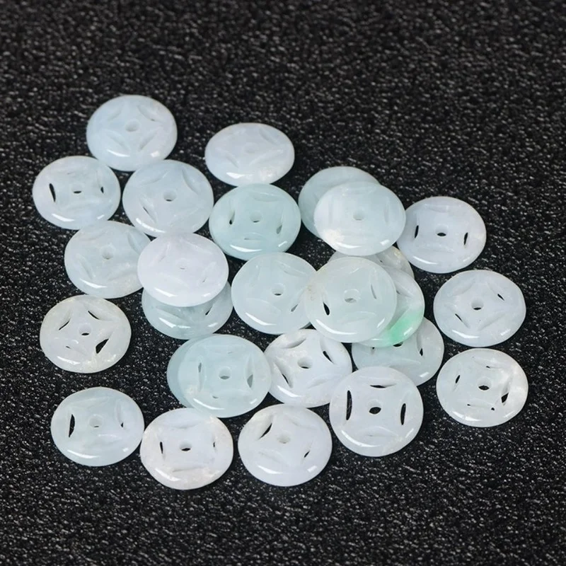 

13mm Myanmar Jadeite Gold Coin Beads For Jewelry Making Diy Necklace Earring Bracelet Charms Burma Jade Disc Bead Accessories