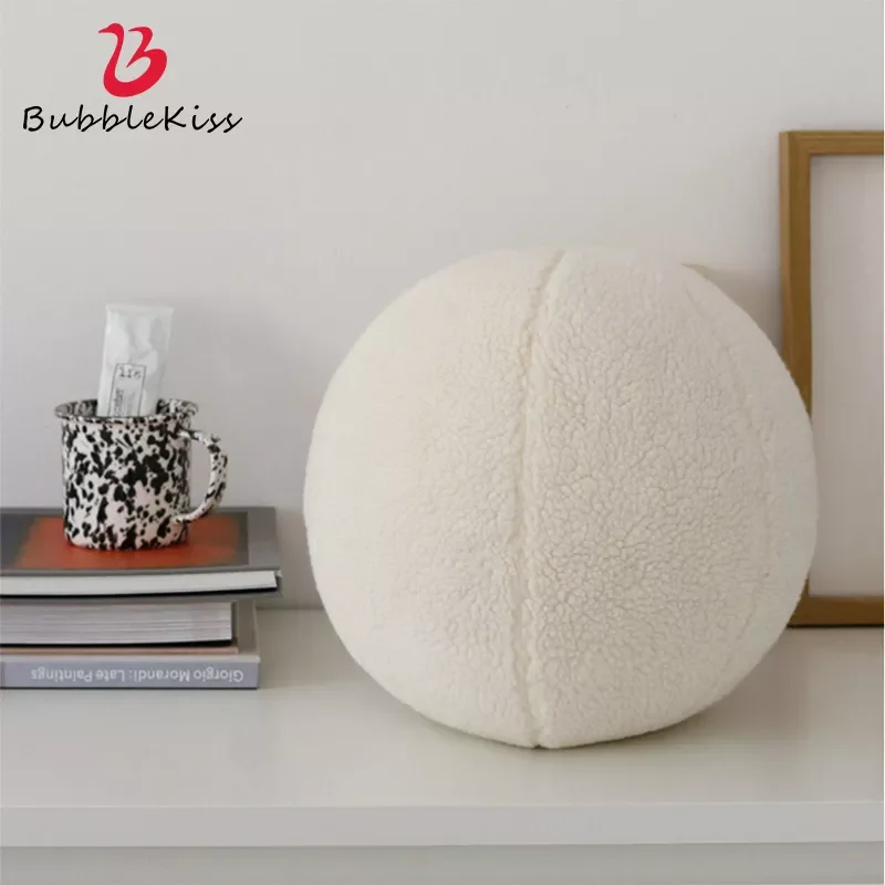 

Bubble Kiss Nordic Ball Shaped Solid Color Stuffed Plush Pillow for Sofa Seat Decorative Cushion Soft Office Waist Rest Pillow