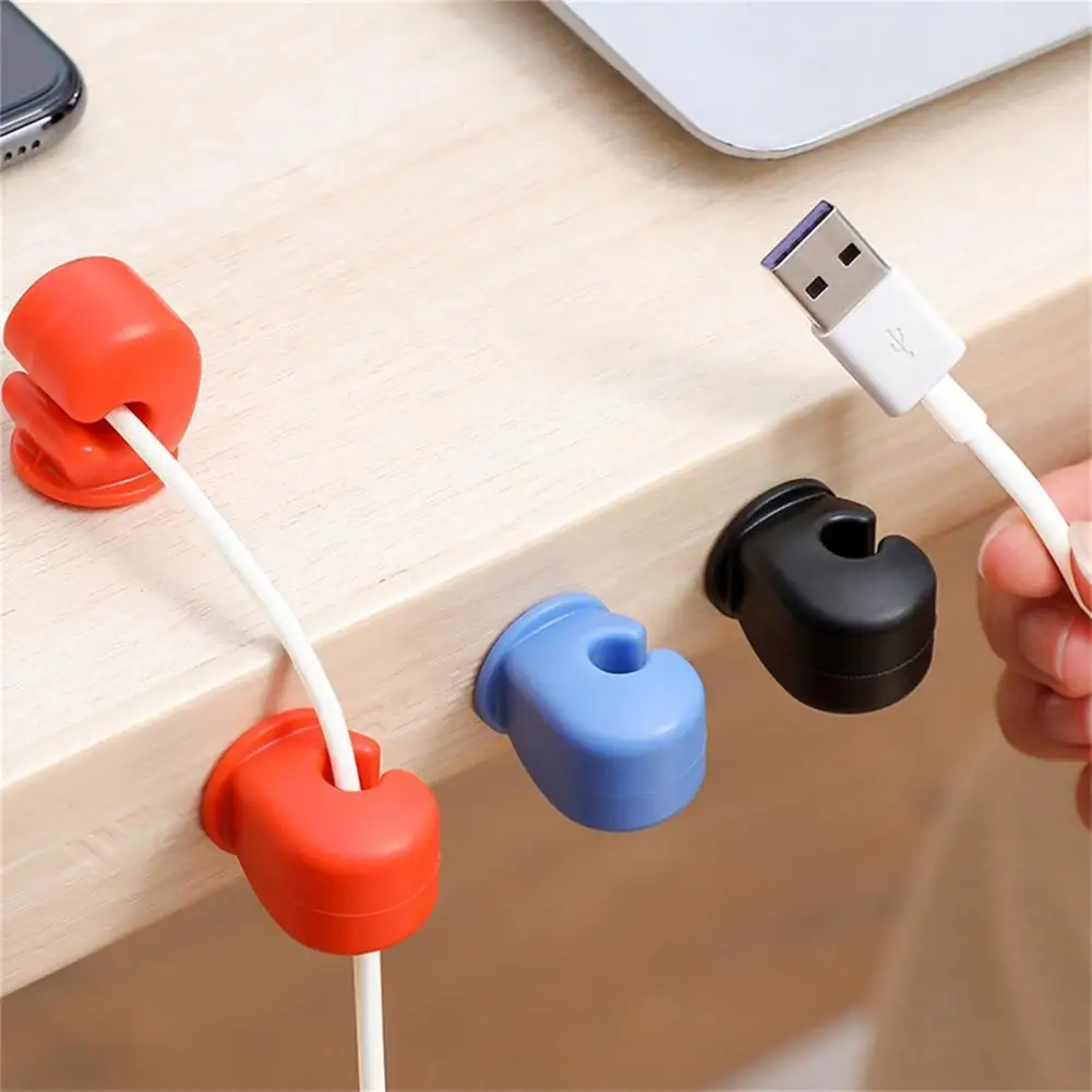 

3Pcs Wire Organizer PVC Free Punching Fist Silicone Cable Winder Manager Desktop Wire Organizer Cord Protector Holder Clip