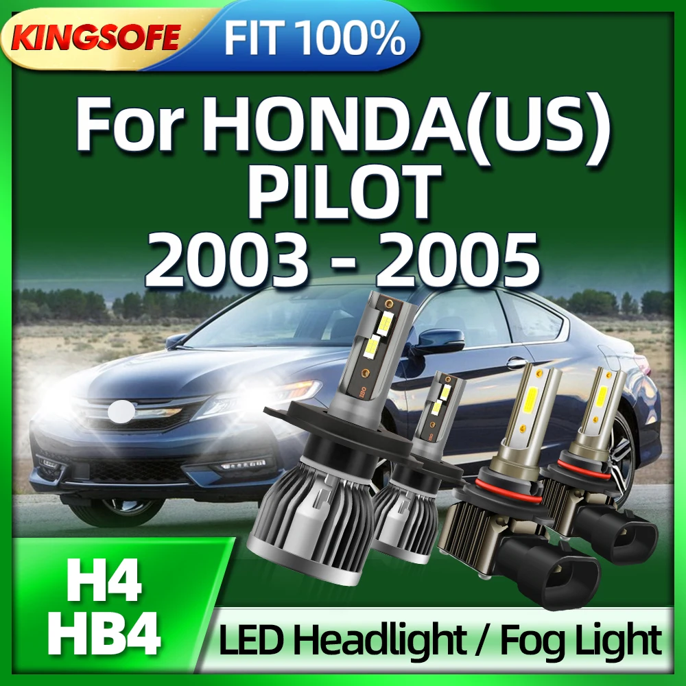 KINGSOFE 40000LM H4 LED Headlight Car Light 6000K Auto Bulb HB4 Fog Lamp For HONDA(US) PILOT 2003 2004 2005