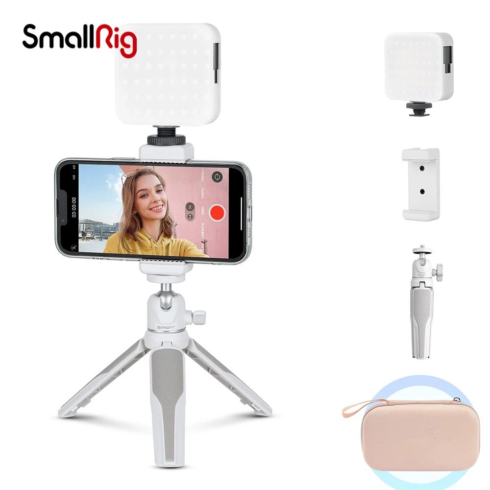 

SmallRig Video Kit Vlogging Kit with LED Video Light and Phone Holder Compatible for iPhone Camera DSLR Tripod Extendable 3596