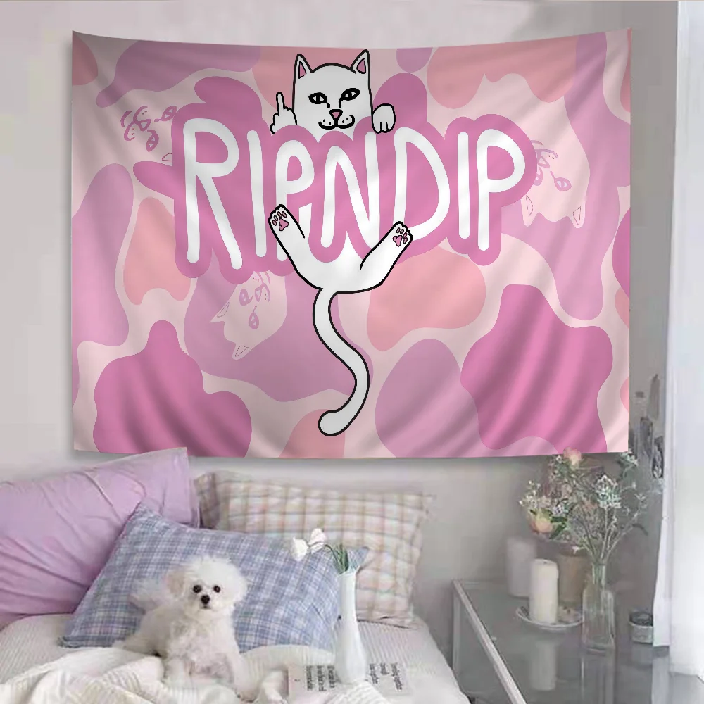 Красочный Гобелен С Изображением Кота R-Ripndips Украшение На Стену В Богемном Стиле