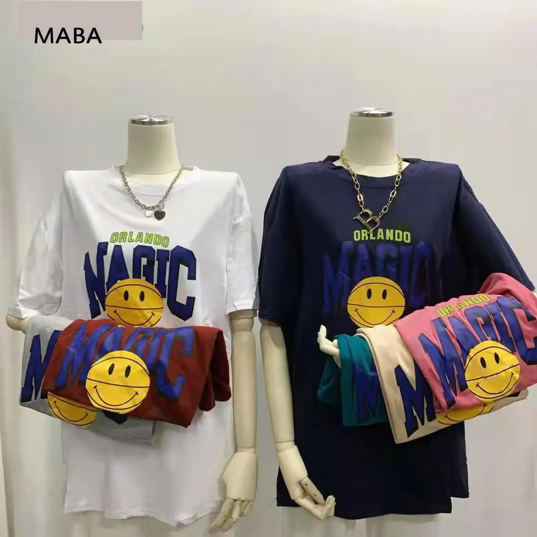 

Cotton T-shirt Women 2022 Summer New Korean Loose Casual Pattern Letter Print Hip Hop Streetwear T-shirt Top Plus Size Tops