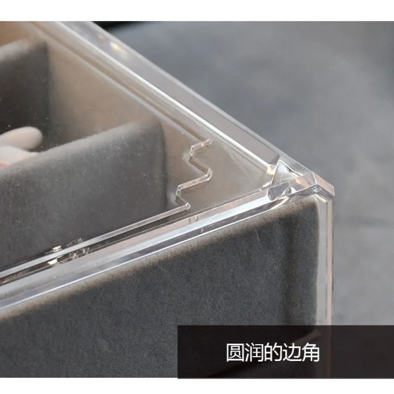 Acrylic Organizers Velvet Three-Layer Jewelery Storage Box Earring Rings Necklace Large Space Jewelery Case Holder Women Gift