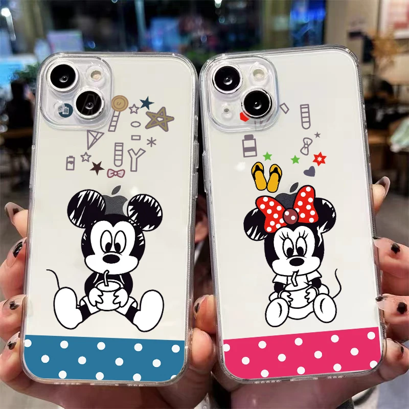 

Disney Cute Mickey Minnie For iPhone 13 12 Pro Max Mini 11 Pro X XR XS Max 6 6S 7 8 Plus Se2 Clear Phone Case Coque Shell Cover