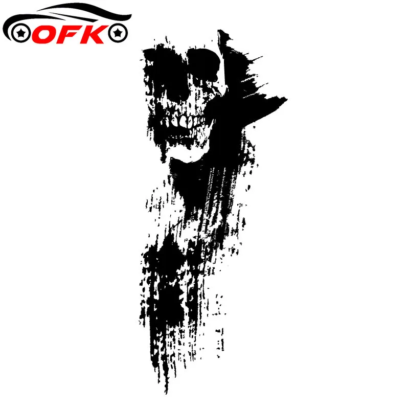 

Popular Car Window Motorcycle Decal Black Silhouette Skull Car Sticker Accessories 6.6CM*16CM