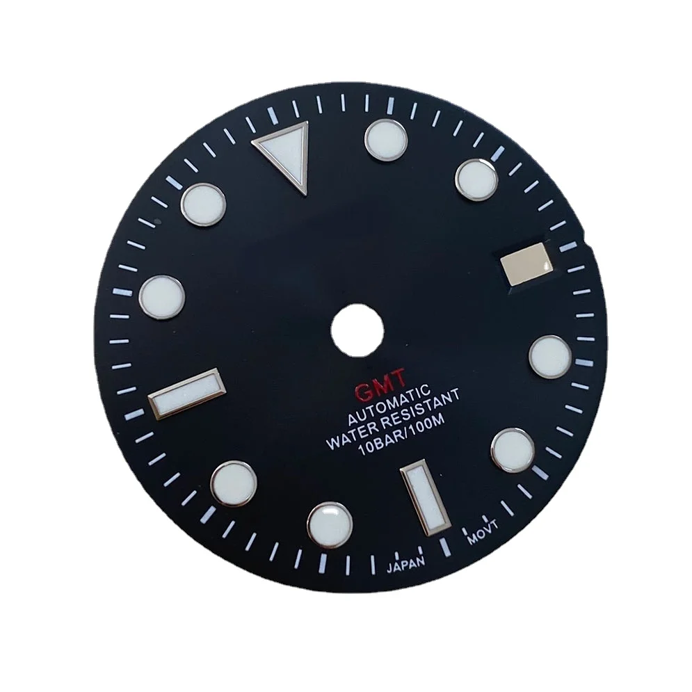 Аксессуары для часов GMT циферблат движения NH34 29 мм узор Sunburst зеленый светящийся