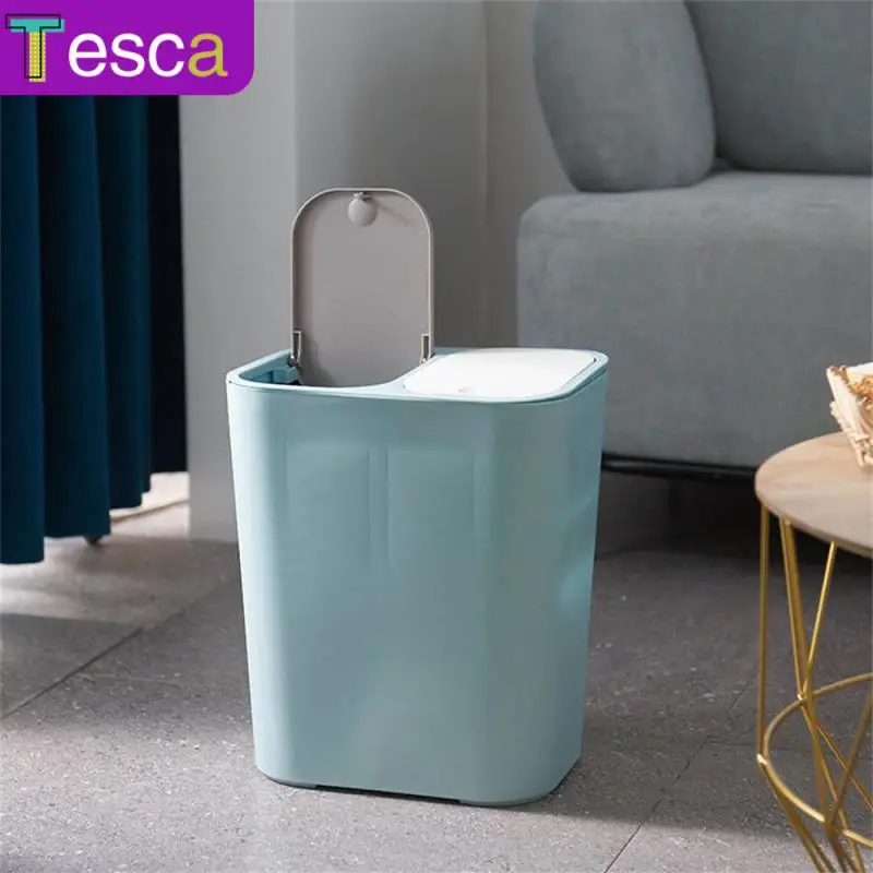 

Durable Garbage Bin Thickened Polychromatic Press Type Garbage Bin Fashionable For Kitchen Bathroom Toilet Trash Can With Lid