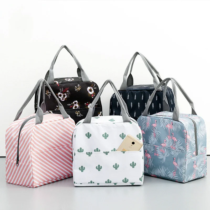

Functional Pattern Cooler Lunch Box Portable Insulated Canvas Lunch Bag Thermal Food Picnic Lunch Bags For Women Kids