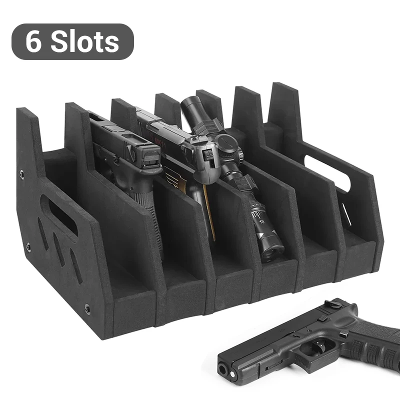 

6 Slots Gun Rack Pistol Rack Soft Foam Pistol Holder for Gun Safe Cabinet Storage Handgun Stand Organizer Hunting Accessories