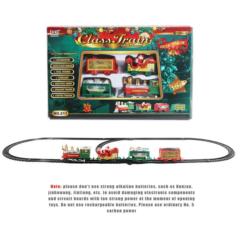 

Electric Christmas Train Toy Set Car Railway Tracks Steam Locomotive Engine Santa Claus Model Educational Toys For Children