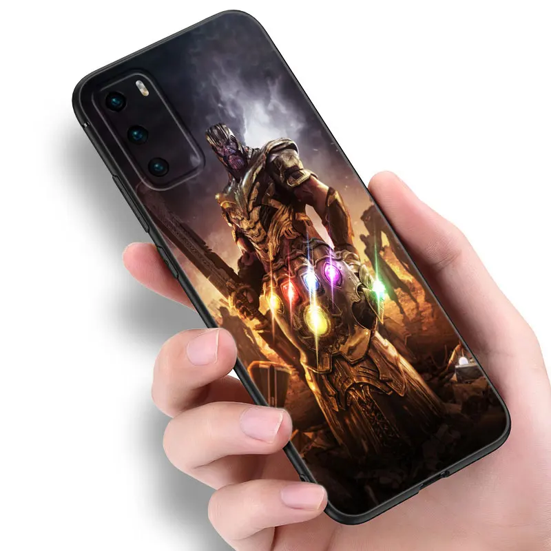 Черный силиконовый чехол для телефона с принтом Мстители Marvel Huawei P8 P9 P20 P30 P40 Mate 8 9 10