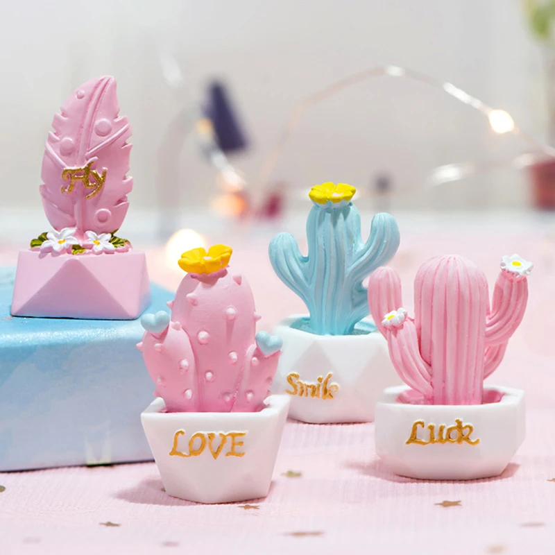 

10 Styles Resin Cactus Ornaments Miniature Figurines Cute Accessories Decoration
