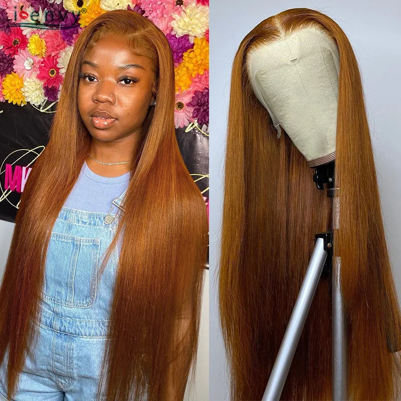 Ed Straight Lace Front Human Hair Wigs Ginger Blonde 13x4 Hd Lace Frontal Wig Prepluck 30 Inch Orange Brown Lace Front Wigs