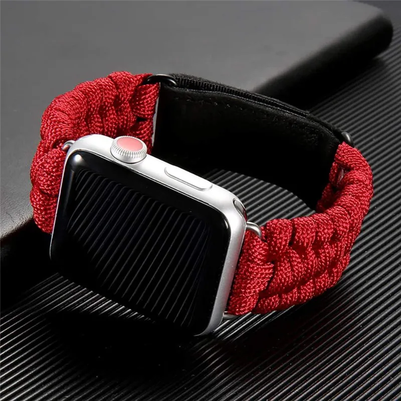 

Survival Rope strap For Apple watch band 44mm 40mm 42mm 38mm Outdoors Leather clasp belt Bracelet iWatch series 3 4 5 se 6 band