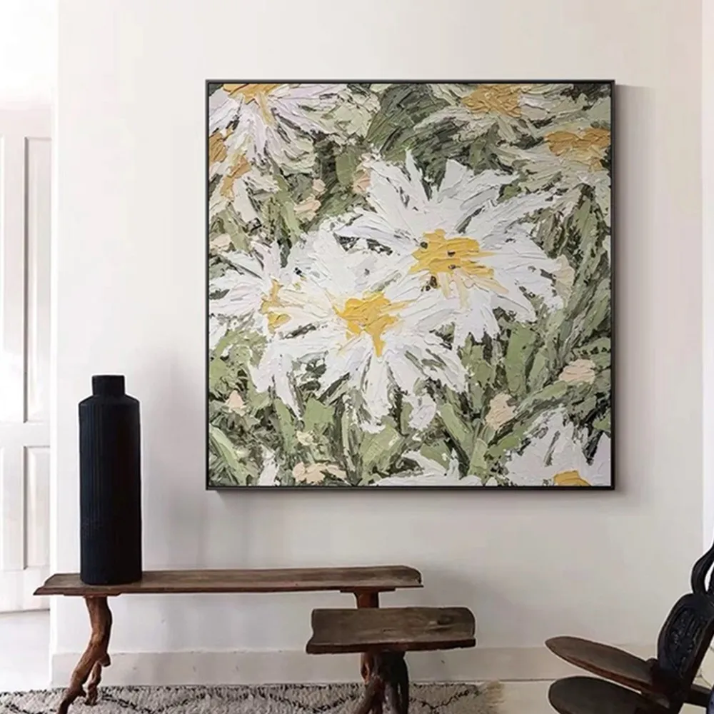 

Современная абстрактная картина с цветами ручной работы, картина маслом, украшение для гостиной, ландшафтное искусство