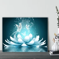 5d diy diamond painting kit lotus diamond embroidery flower picture of rhinestones cross stitch wall art decoration for home