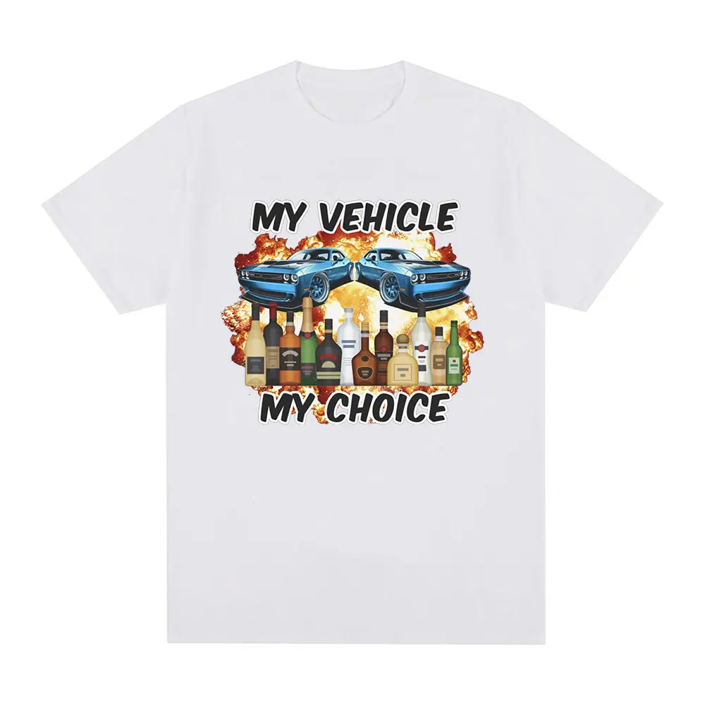 Фото Забавная футболка для вождения с надписью «My автомобиль My Choice», мужская и женская одежда, модные футболки с коротким рукавом, футболка большого размера из 100% хлопка №5