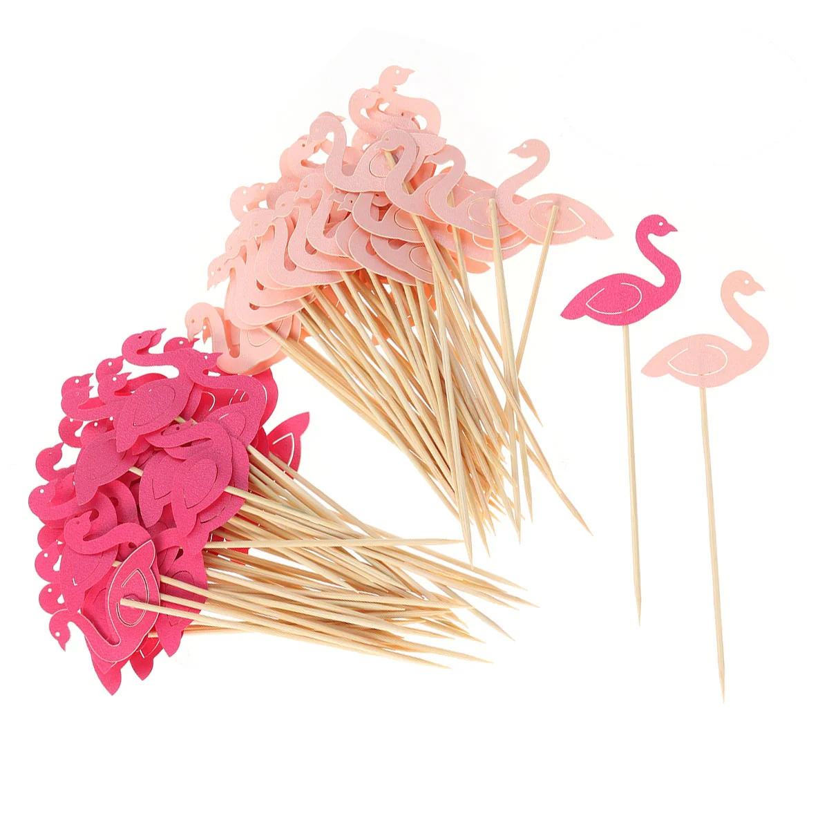 

100 Pcs Flamingo Picks Cake Hawaiian Decor Ingredients Toppers Cupcake Food Decoration Para Comida