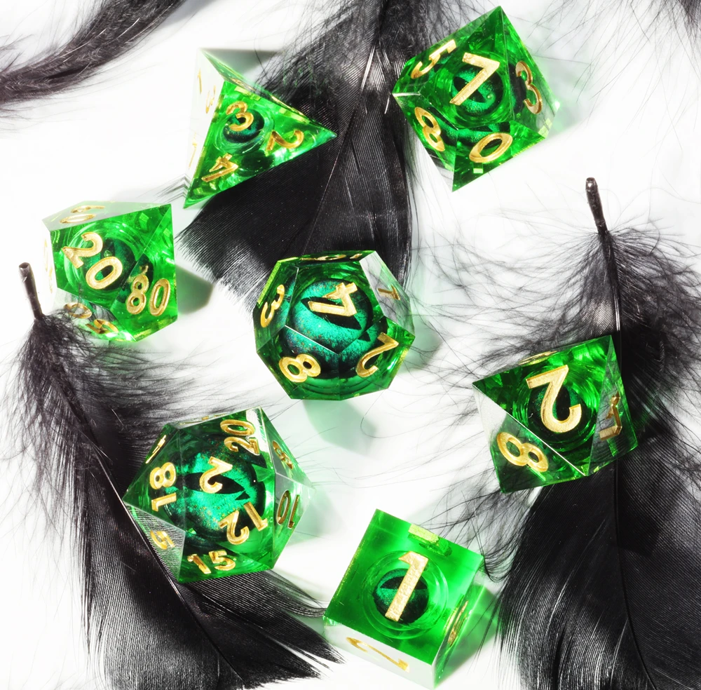 Мини-Планета Красный Зеленый Глаз Дракона набор костей из полимерной смолы с