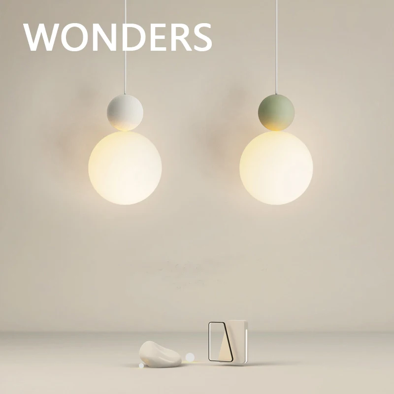 

WONDERS Soft Lightness Style Pendant Lights LED Indoor Design Bedroom Hanging Lamps Iron And PE Material Ball Chandelier For Bar