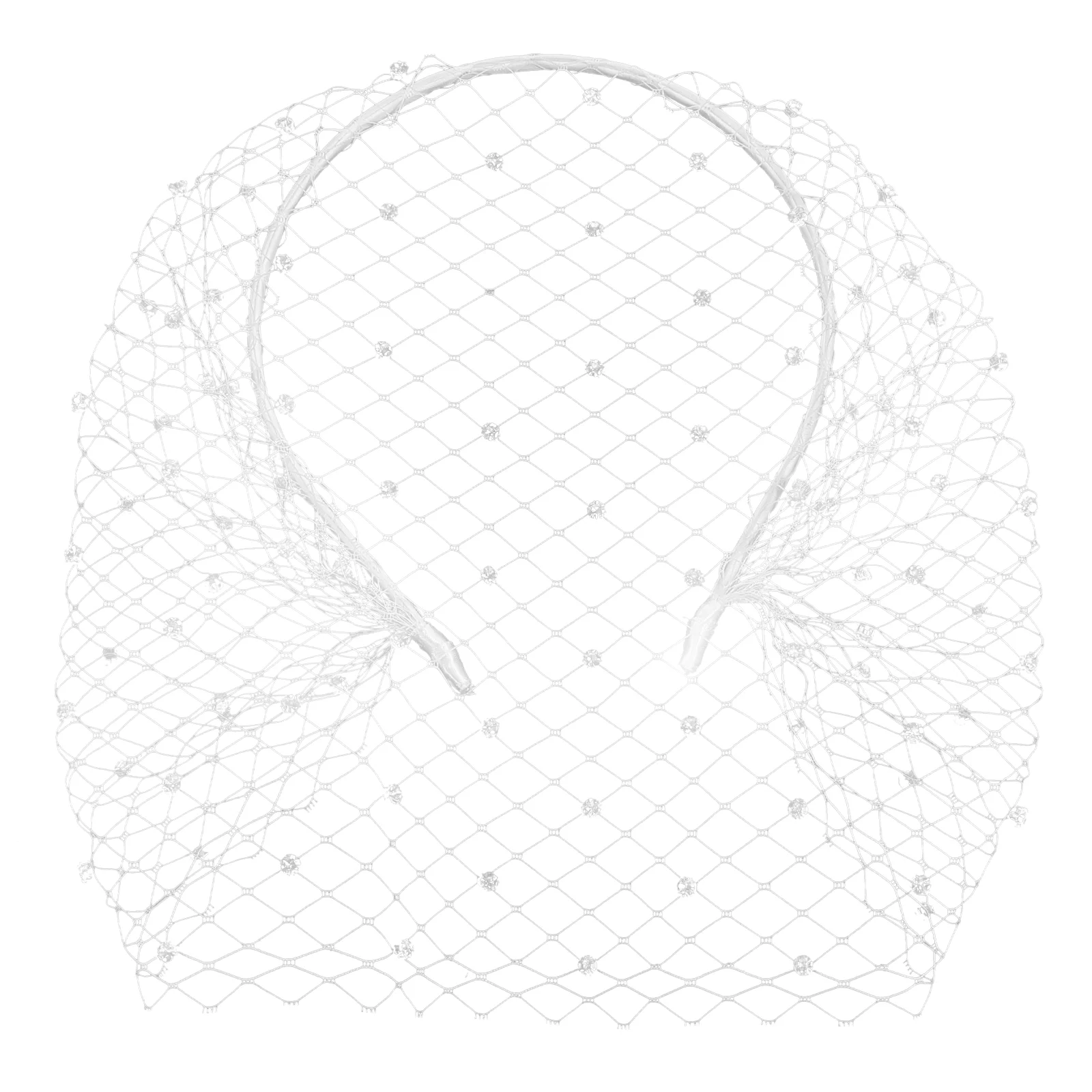 

Fascinator Mesh Veil Rhinestone Veil Headdress Mesh Hair Band Wedding Party Photo Prop Bride Hair Band for Woman Girl ( White )