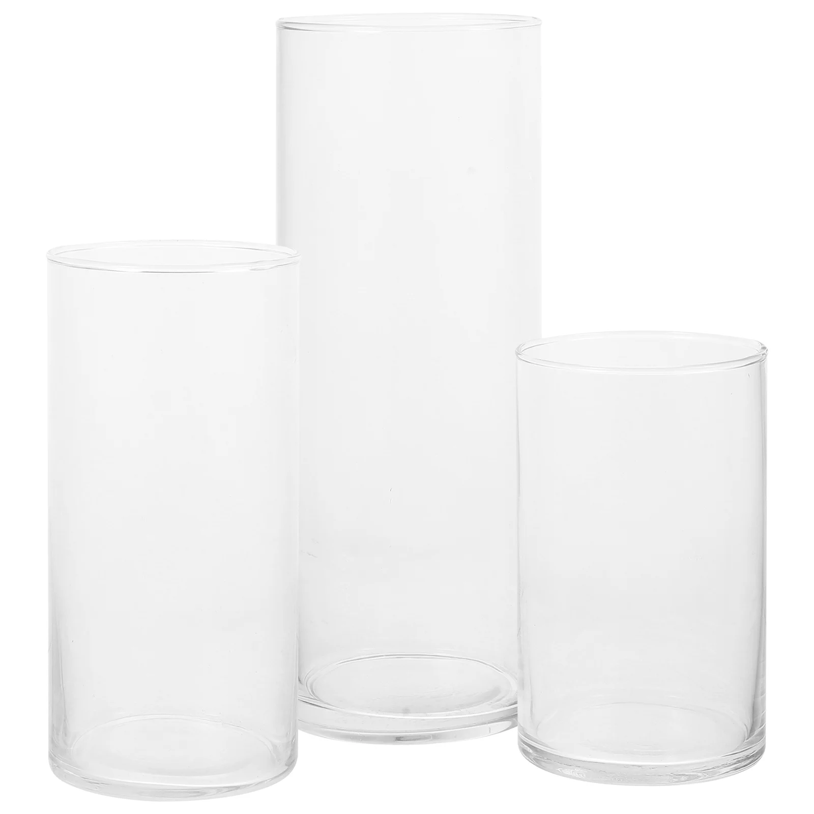 

3pcs Cylinder Transparent Simple Cylinder Vase Clear Vases Striped Vase Clear Flower Vase