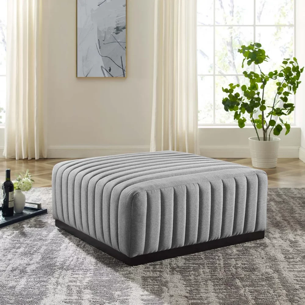 

Conjure Channel Tufted Upholstered Fabric Ottoman-EEI-5501