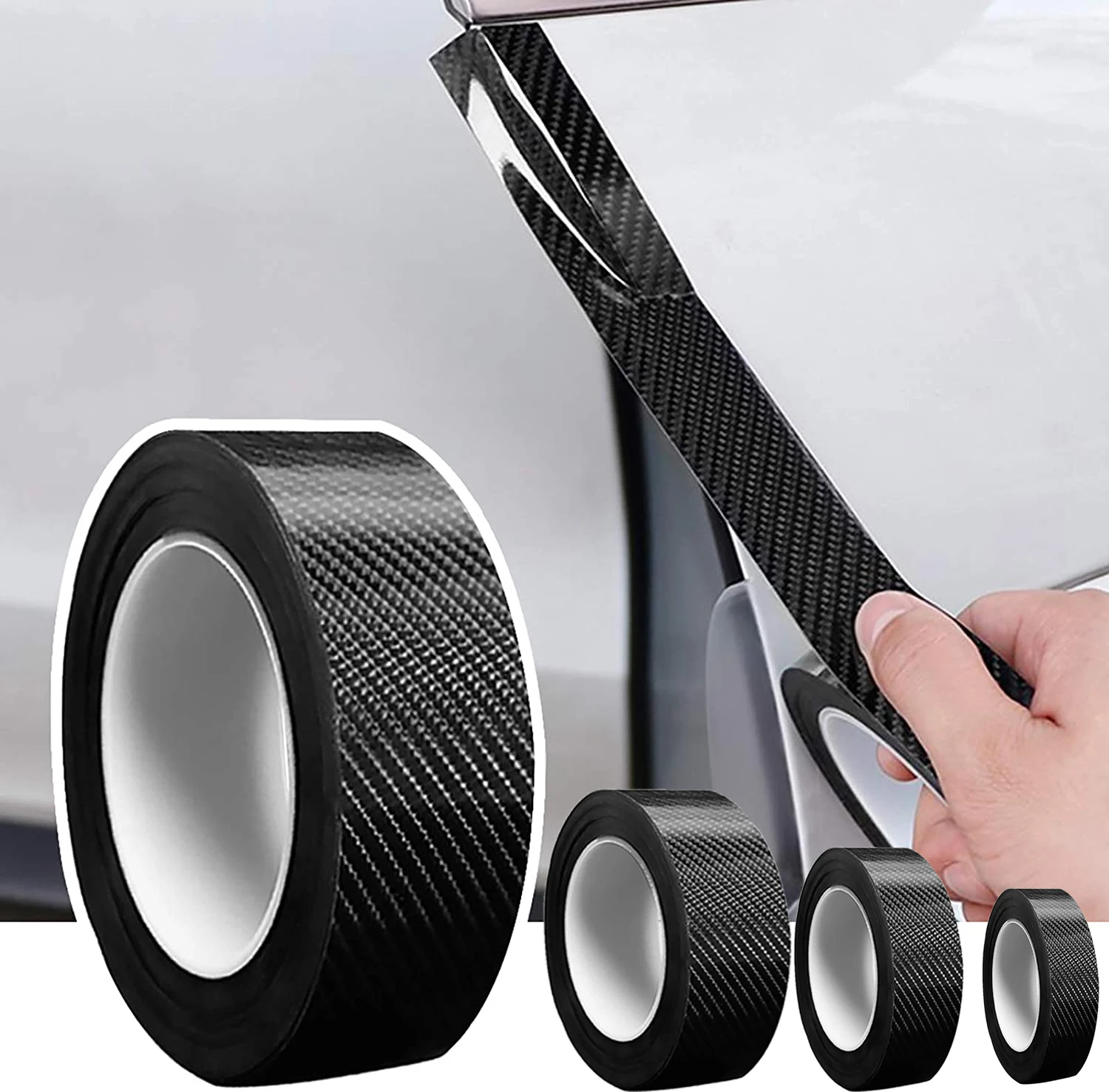 

3D Black Carbon Fiber Strips Car Sticker DIY Paste Rolls Auto Anti Scratch Protector Tape Waterproof Car Decoration Decal Film