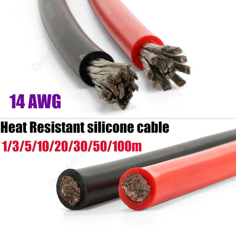14AWG 20A 2 мм2 термостойкий силиконовый провод красный черный 20 м 30 50 100 для авто