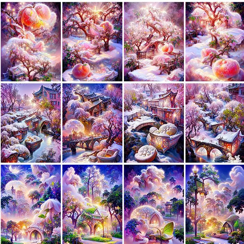 

GATYZTORY Pictures By Numbers House DIY Frame Coloring By Number Landscape Paint On Canvas Home Decoration 40x50cm