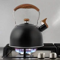 2 5l stainless steel whistling tea kettle with wooden pattern handle food grade tea water ompatible gas stoves induction cookers