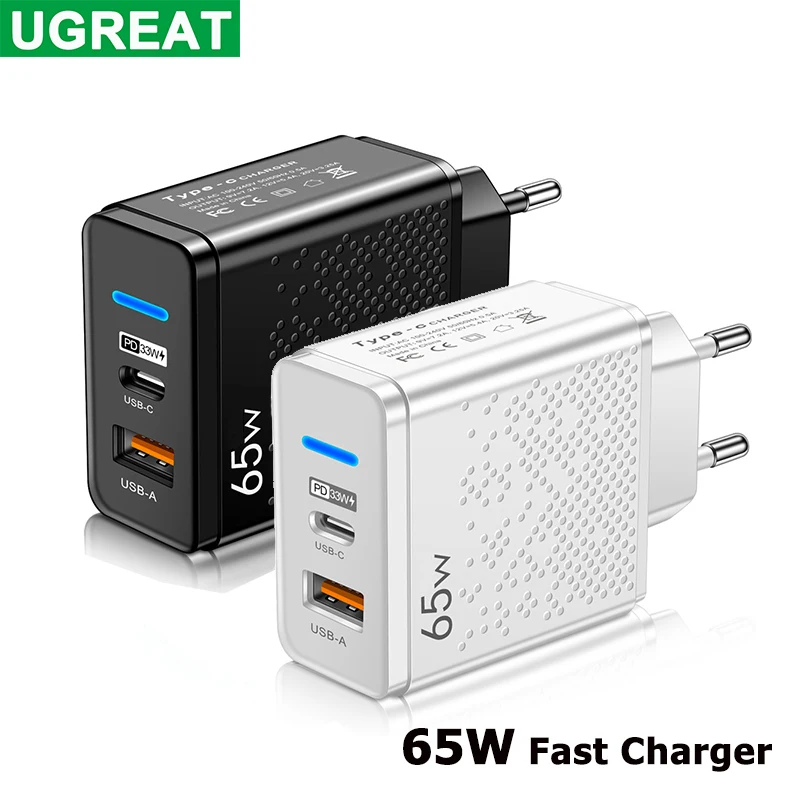 

GaN 65W USB C Charger PD Type C Fast Charging Wall Adapter For iPhone 14 13 Xiaomi Samsung Macbook Quick Charge3.0 Phone Charger