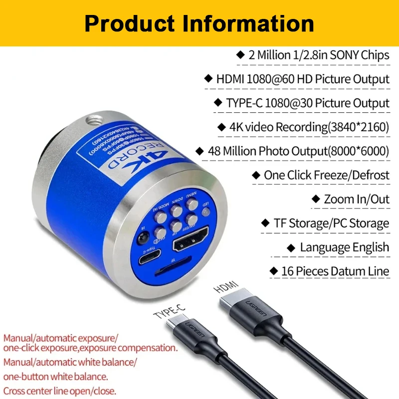 35-215X C-mount зум-объектив электронный цифровой микроскоп набор HDMI HD камера