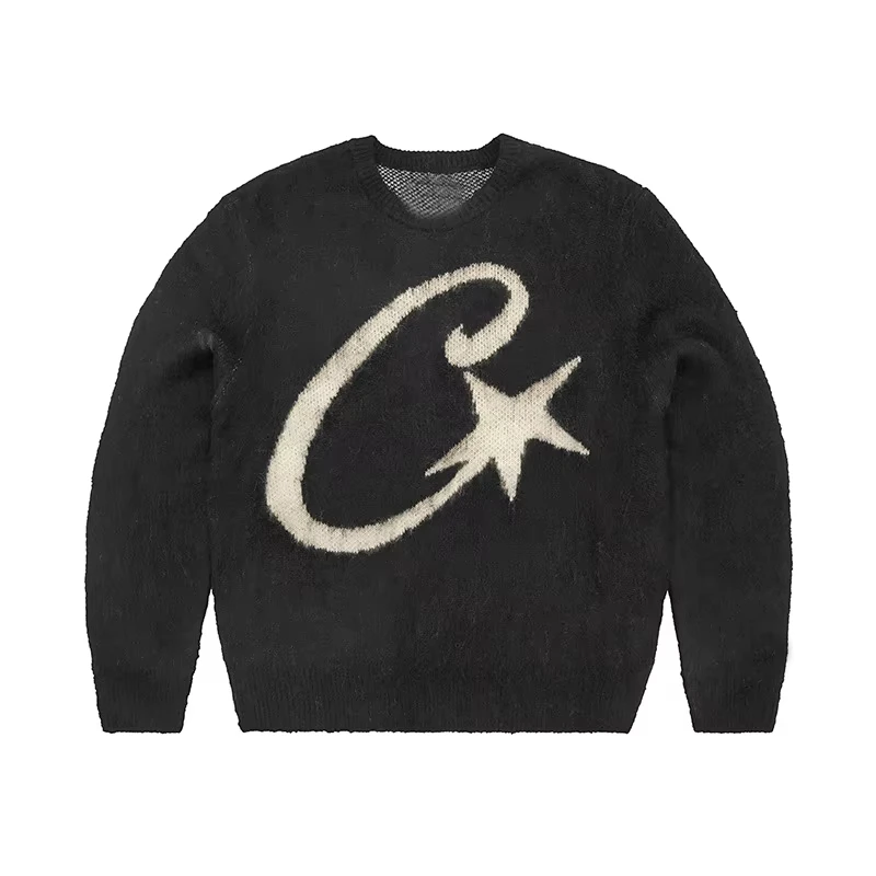 Осень-зима 2025 г. модный женский вязаный свитер с длинными рукавами свободный