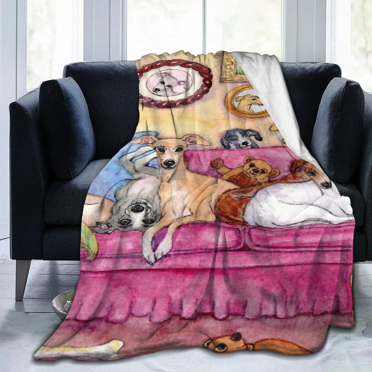 Greyhound And Whippet Dogs Claim Диван в собственном виде ультрамягкого микрофлисового одеяла
