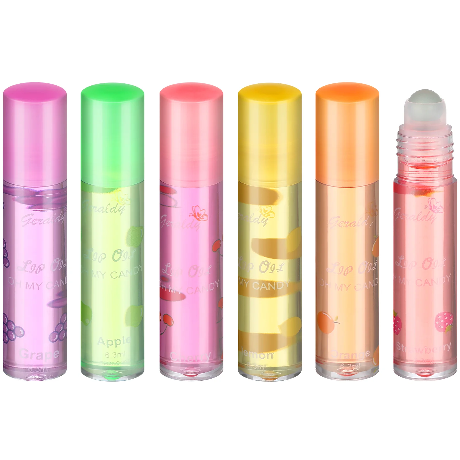 

Lip Gloss Fruit Moisturizing Roll Set Balm Lipstick Liquid Lotion Colorless Plumper Fresh Flavored Kissing Roller Glow Fruity