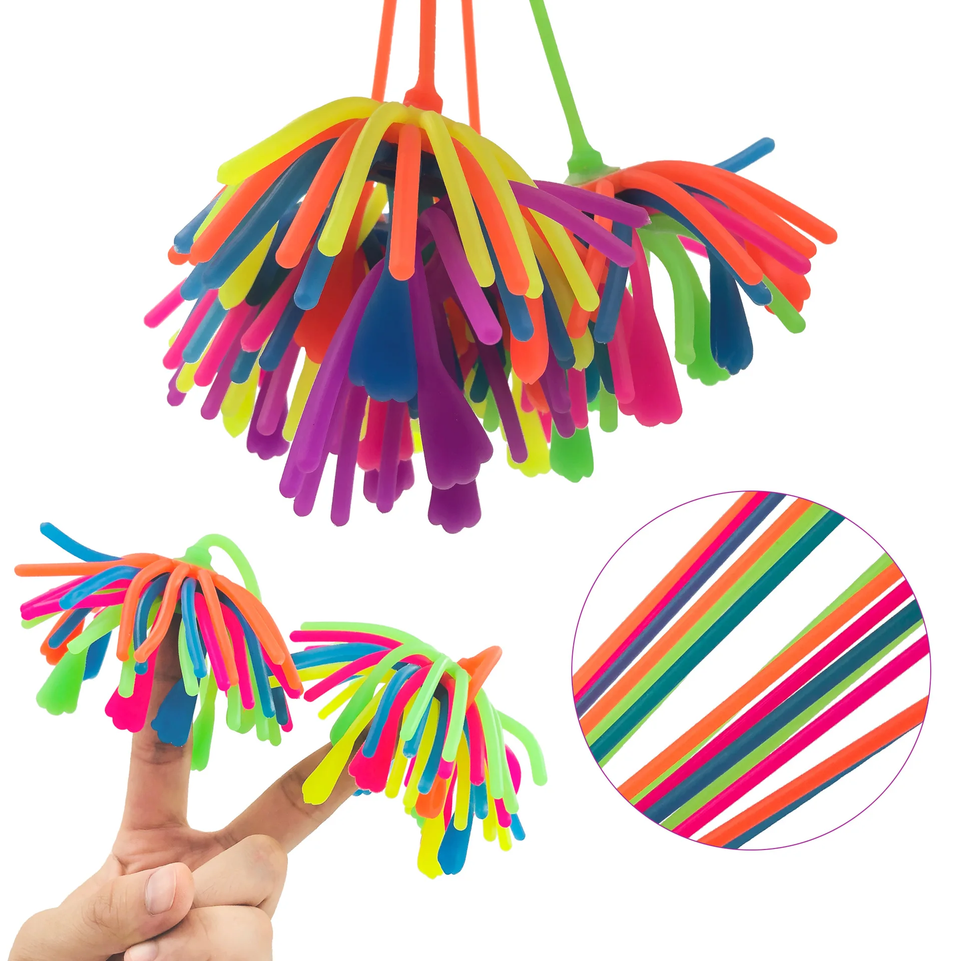 

Colorful Elastic Stretchy Strings Ball Fidget Toy Relief Pressure Monkey Noodle Ball Rubber Kid Vent Stretch Ball
