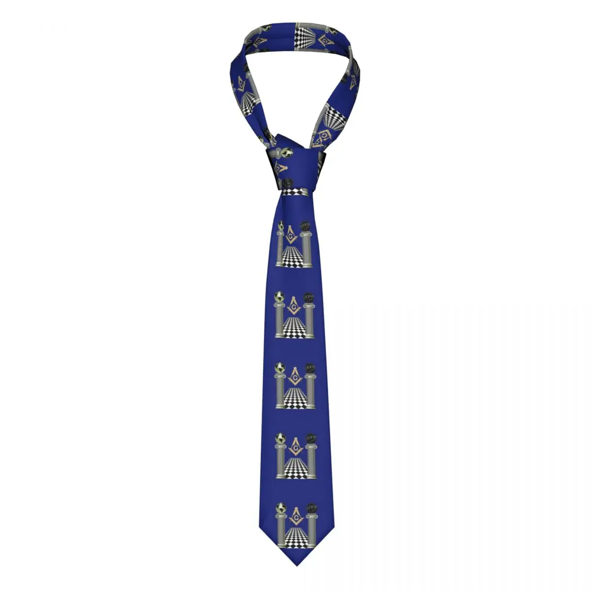 

Boaz And Jachin Solomon's Temple Necktie 8 cm Masonic Mason Freemason Necktie for Men Skinny Wide Shirt Accessories Cravat Party