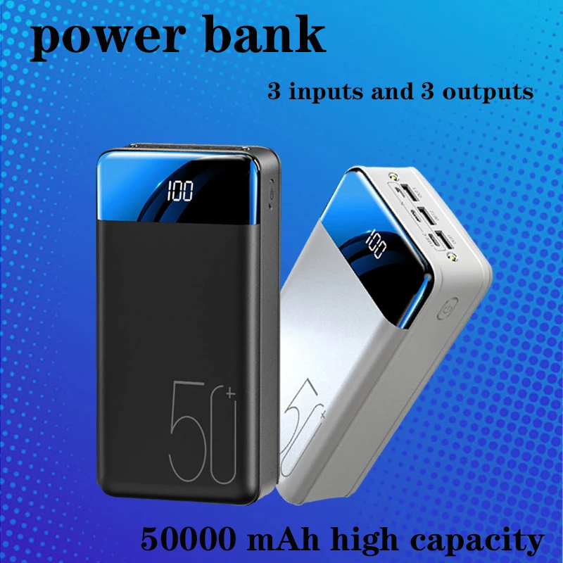 

Power Bank 50000mAh High Capacity USB Fast Charging Portable Power Supply with 3 Outputs and 3 Inputs and LCD Display