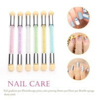 gradient dual ended uv painting nail brush nail art sponge pen manicure tool plastic round pointed