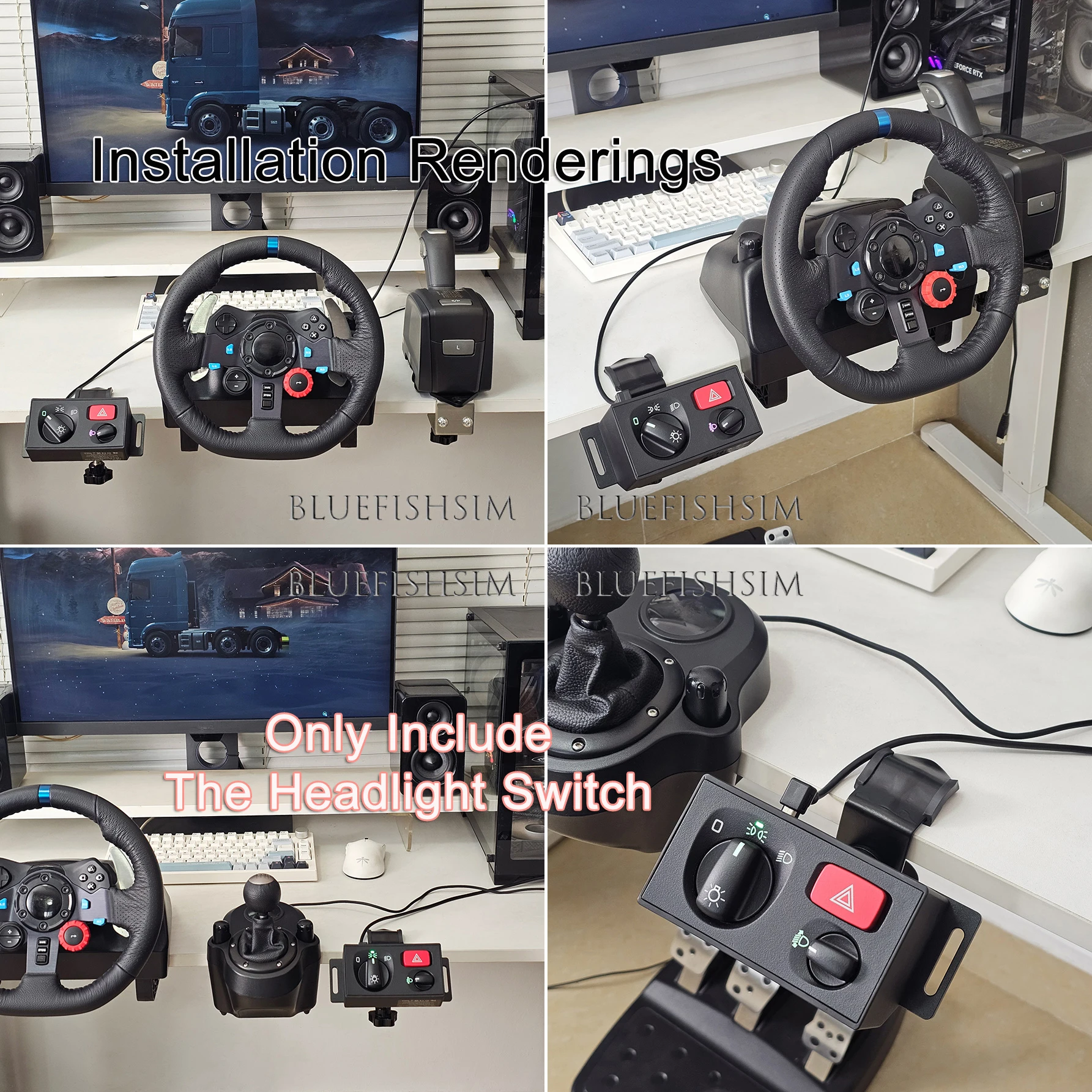 USB-хаб для управления фарами ПК для ATS, ETS2, CTS, Euro Truck Simulator 2, совместимый с Logitech G29, G27, G923, Thrustmaster T300RSGT, PXN, MOZA R3 (art.: 3920d8d429d2e) - 3920d8d429d2e