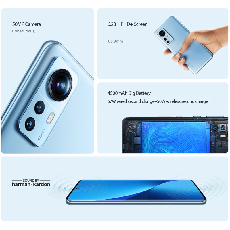 Xiaomi MI 12 5G Global Rom 6.28 inch Screen Snapdagon 8 Gen1 120Hz AMOLED  67W Quick Charging Original  50MP Triple Cameras