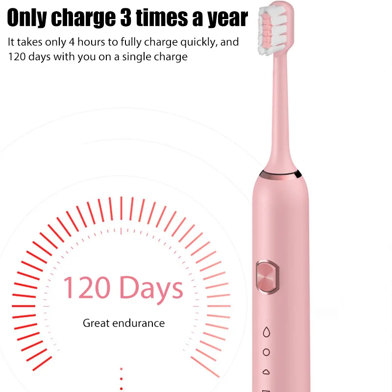 Ultrasonic Electric Toothbrush Sonic Toothbrushes Rechargeable Adult Waterproof Electric Tooth Brush with Toothbrush Head