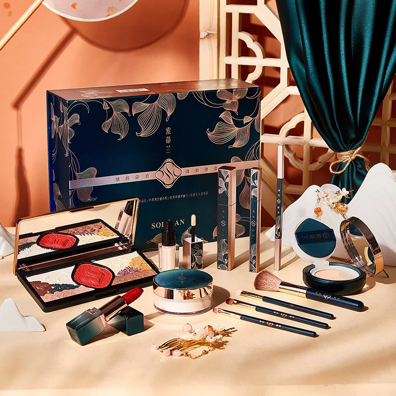 

12 piece makeup set gift box cosmetic beauty kit eyeshadow foundation brush all in one set