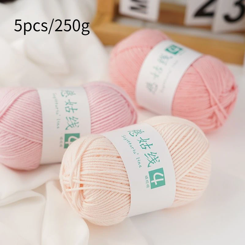 

5pcs 35g 4ply Milk Cotton Yarn Anti-Pilling Hand Knitting Cotton Yarn For Crochet Scarf Sweater Hat Doll Craft Knitting Tools