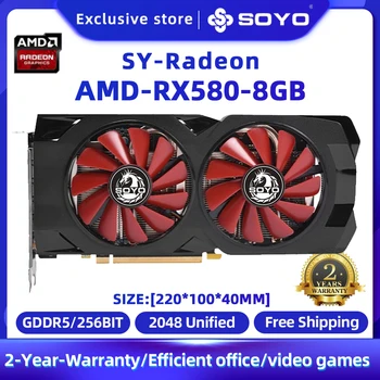 SOYO NEW AMD Graphics Card RX580 8GB 2048sp 256bit Gddr5 GPU Computer graphics card Play game GPU rx580 8G Video For Desktop PC 1