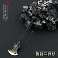 22cm water milled iron zen staff metal weapons model game anime peripherals decoration crafts equipment accessories collect male