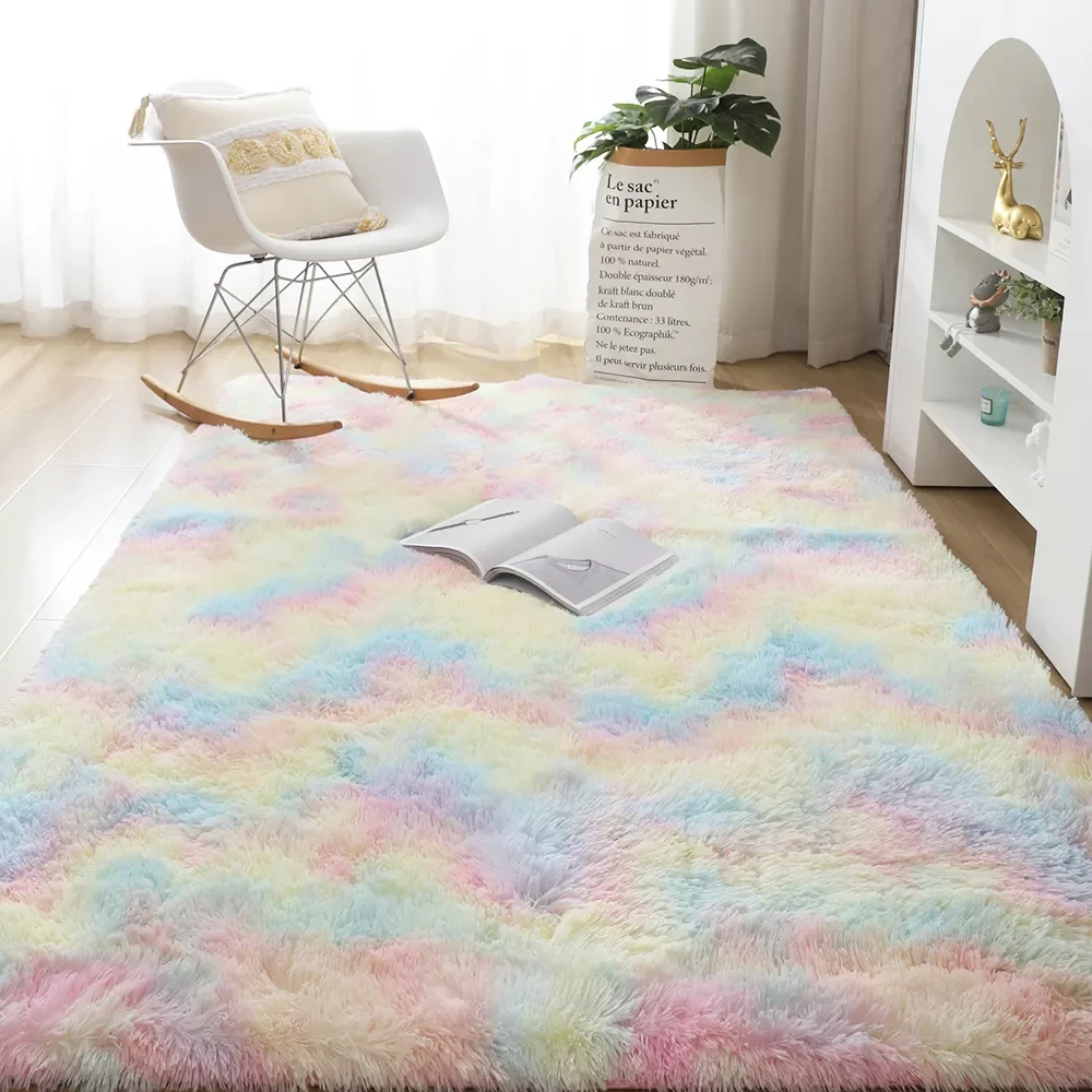 

NEW IN Luxury Plush Carpets For Living Room Fluffy Rugs For Bedroom Aesthetic Decoration Soft Long Pile Carpet For Children Anti